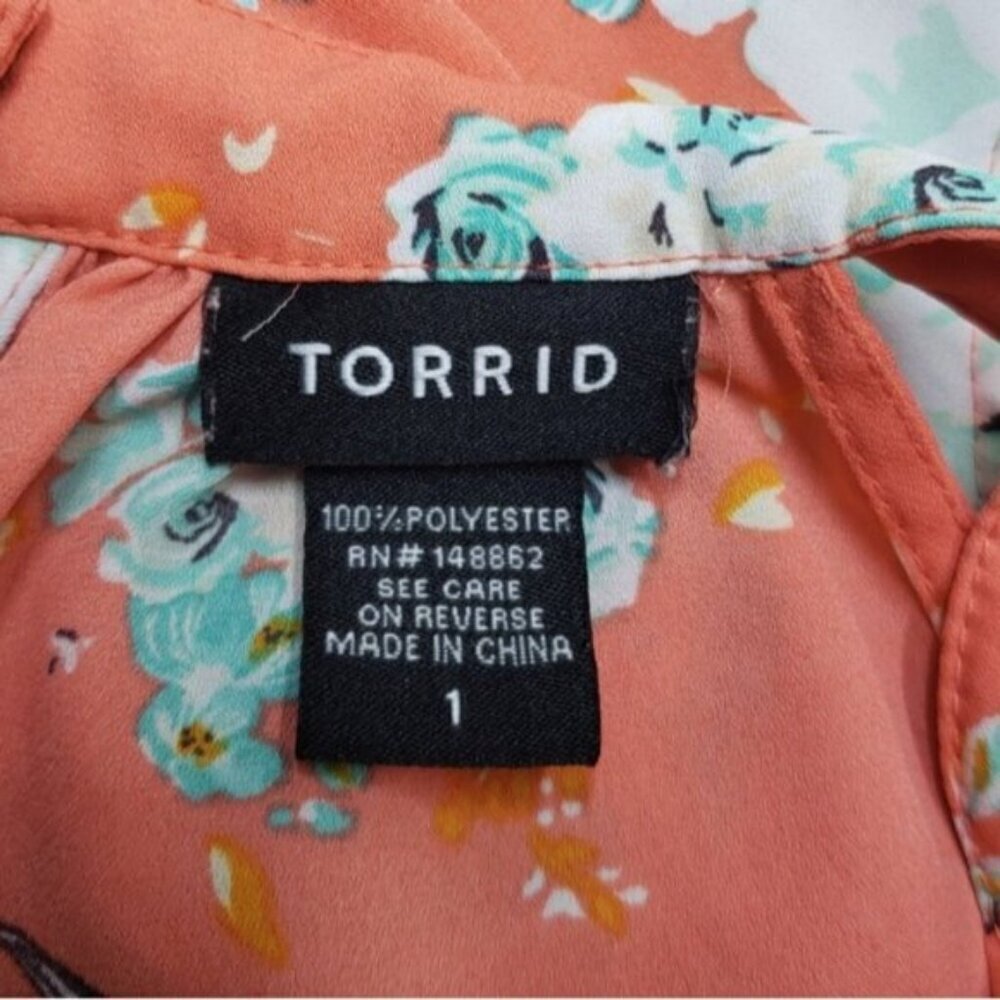 Torrid Floral Print High Neck Georgette Sleeveless Tank Top Size 1X Hi Low Hem - Picture 10 of 14